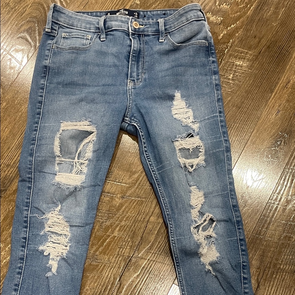 Hollister High Rise Medium Blue Distressed Skinny Jeans Size 28 - Picture 5 of 6